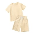 thumbnail image 1 of Tiijoy Boys Summer Outfits Cotton Solid Short Sleeve T Shirt and Shorts Set for Kids, 1 of 8