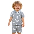 thumbnail image 1 of Tiijoy Boys Summer Outfits Dinosaur Print Short Sleeve Linen Shirt Shorts Set, Sizes 6M-4T, 1 of 6