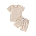 thumbnail image 1 of Tiijoy Boys Summer Outfits Solid Color Short Sleeve T Shirt Tops Shorts Kids 2Pc Set, 1 of 7