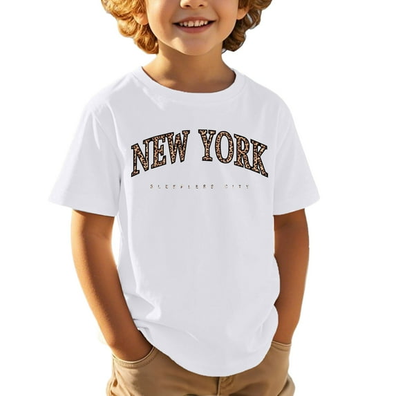 Tiijoy Boys Summer T-Shirt New York Print Short Sleeve Crew Neck T Shirt Tee, Sizes 3-13