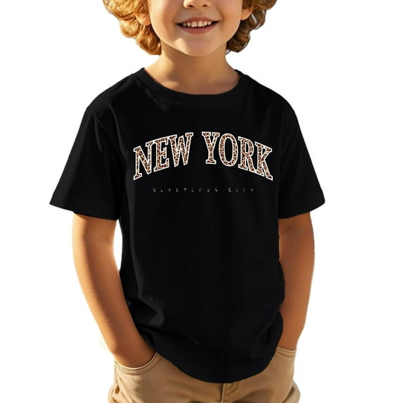 Tiijoy Boys Summer T-Shirt New York Print Short Sleeve Crew Neck T Shirt Tee, Sizes 3-13