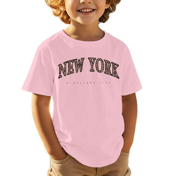 Tiijoy Boys Summer T-Shirt New York Print Short Sleeve Crew Neck T Shirt Tee, Sizes 3-13