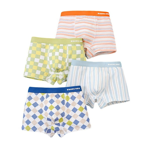 Tiijoy Boys Supersoft Boxer Briefs Stretch Cotton Underwear Shorts, 4 Pack, Sizes 4-5
