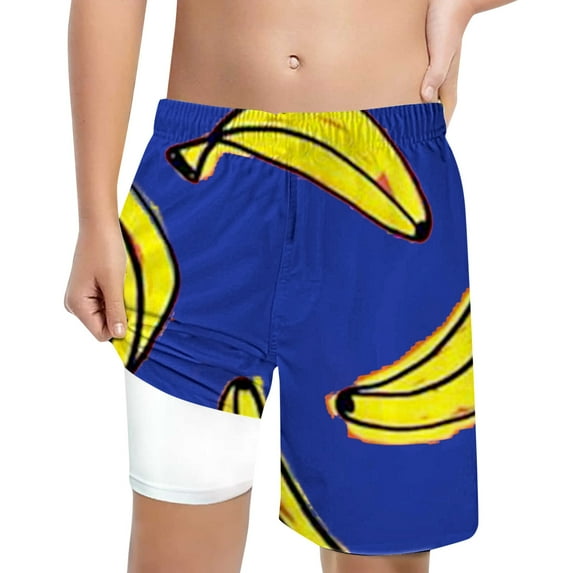 Tiijoy Boys' Swimming Trunks with Compression Liner Swimwear Board Shorts, Sizes 8-9