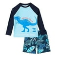thumbnail image 1 of Tiijoy Boys Swimwear Set Dinosaur Print Long Sleeve Rash Guard Shorts 2-Piece Swimsuit, 1 of 7