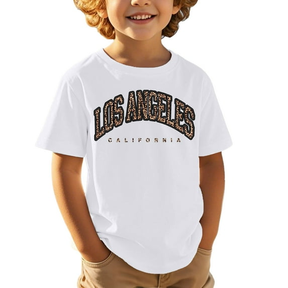 Tiijoy Boys T-Shirt Los Angeles Print Short Sleeve T Shirt Casual Summer Tee, Sizes 3-13