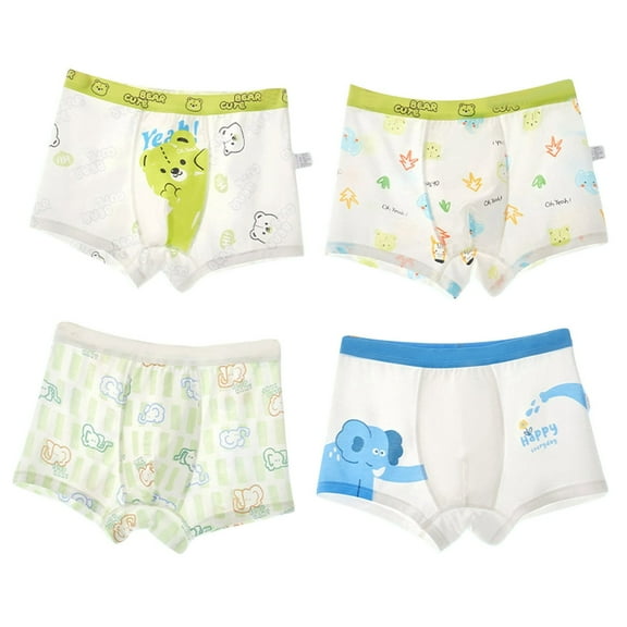 Tiijoy Boys Tagless Cotton Boxer Briefs Stretch Soft Underwear Shorts, 4-Pack