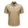 thumbnail image 1 of Tiijoy Boys Western Cowboy Shirt Casual Short Sleeve Button Down Shirt, Khaki, Sizes 4-13, 1 of 3