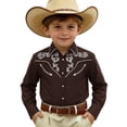 thumbnail image 1 of Tiijoy Boys Western Cowboy Shirt Long Sleeve Button Down Shirt Collared Top, Sizes 4-13, 1 of 3