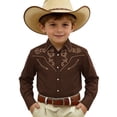 thumbnail image 1 of Tiijoy Boys Western Cowboy Shirt Long Sleeve Button Down Shirt Collared Top, Sizes 4-13, 1 of 3