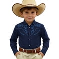 thumbnail image 1 of Tiijoy Boys Western Cowboy Shirt Long Sleeve Button Down Shirt Collared Top, Sizes 4-13, 1 of 3