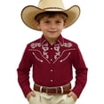 thumbnail image 1 of Tiijoy Boys Western Cowboy Shirt Long Sleeve Button Down Shirt Collared Top, Sizes 4-13, 1 of 3