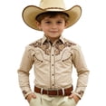 thumbnail image 1 of Tiijoy Boys Western Cowboy Shirt Long Sleeve Button Down Shirt Top, Khaki, Sizes 4-13, 1 of 3