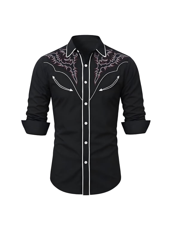 Boys Western Long Sleeve Shirt Casual Button Down Cowboy Shirt, Sizes 4-13