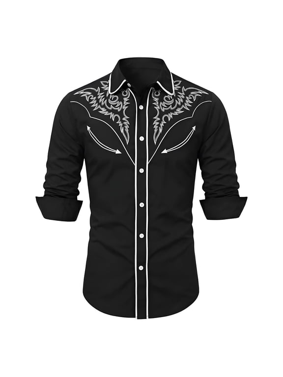 Boys Western Long Sleeve Shirt Casual Button Down Cowboy Shirt, Sizes 4-13