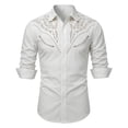 thumbnail image 1 of Tiijoy Boys Western Long Sleeve Shirt Casual Button Down Cowboy Shirt, White, Sizes 4-13, 1 of 3