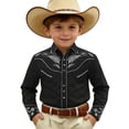 thumbnail image 1 of Tiijoy Boys Western Shirt Kids Long Sleeve Button Down Cowboy Shirt, Black, Sizes 4-13, 1 of 3