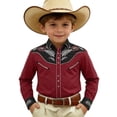 thumbnail image 1 of Tiijoy Boys Western Shirt Kids Long Sleeve Button Down Cowboy Shirt, Red, Sizes 4-13, 1 of 3