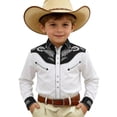 thumbnail image 1 of Tiijoy Boys Western Shirt Kids Long Sleeve Button Down Cowboy Shirt, White, Sizes 4-13, 1 of 3