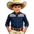 thumbnail image 1 of Tiijoy Boys Western Shirts Long Sleeve Button Down Shirt Casual Collared Top, Sizes 4-13, 1 of 3