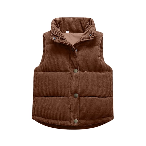 Tiijoy Boys Winter Warm Corduroy Puffer Vest Casual Sleeveless Jacket, Sizes 12M-6Y
