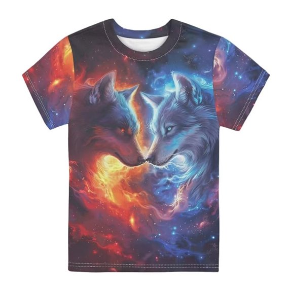 Tiijoy Boys Wolf Graphic Tee Fashion Short Sleeve Crew Neck T-Shirt, Black, Sizes 1-13