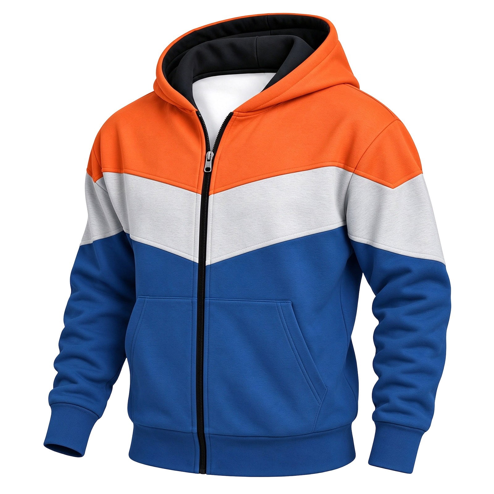 Tiijoy Boys Zip Up Hoodie Color Block Fleece Lined Hooded Sweatshirt ...