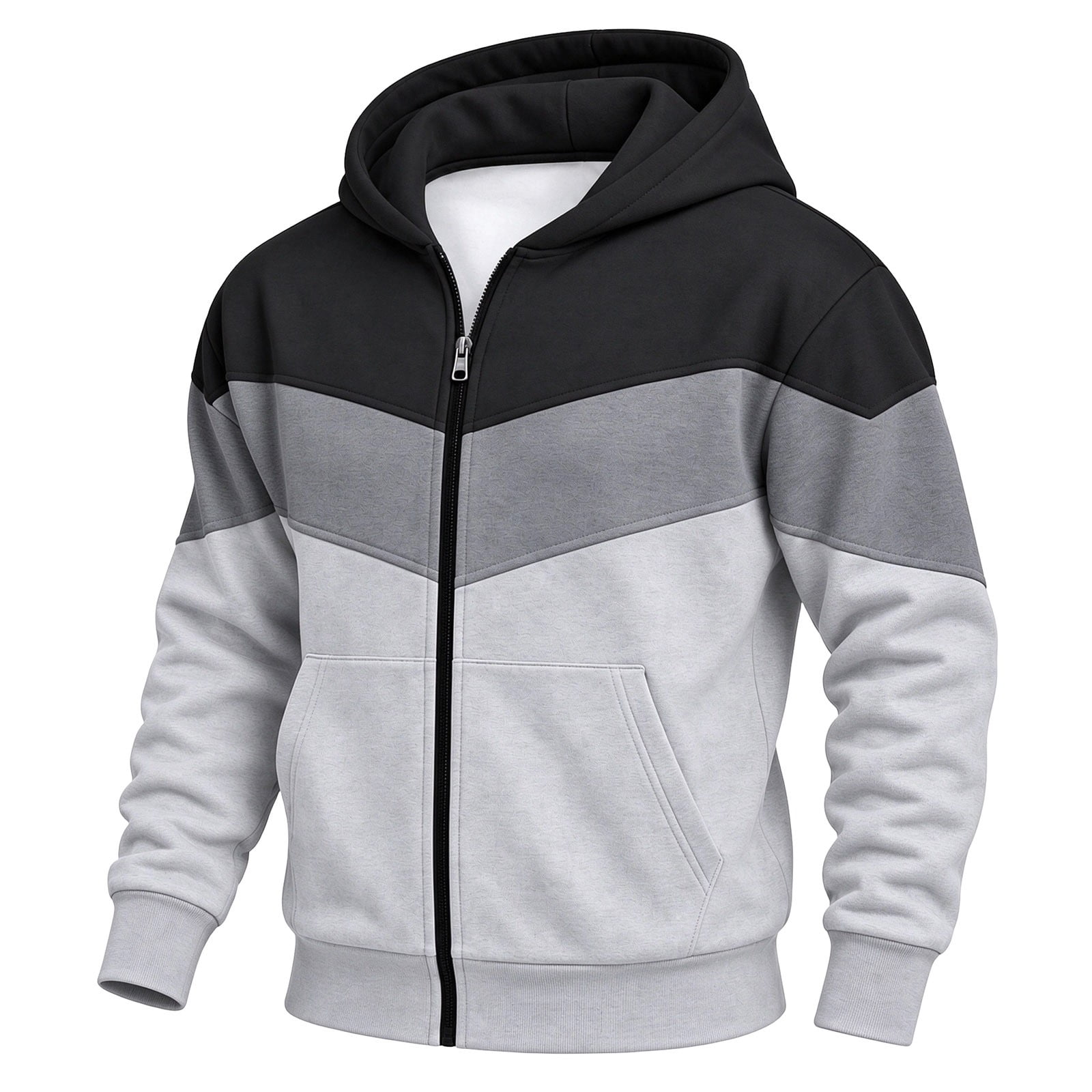 Tiijoy Boys Zip Up Hoodie Color Block Fleece Lined Hooded Sweatshirt ...