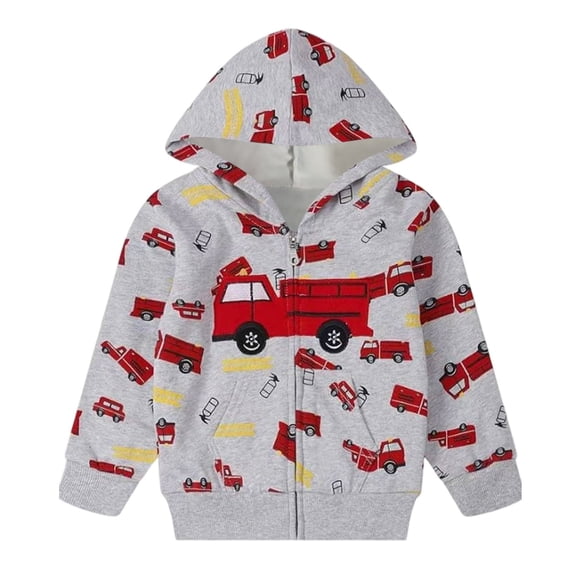 Tiijoy Boys Zip Up Hoodies Fall Casual Active Cartoon Hooded Sweatshirt Jacket, Red, Sizes 3-14