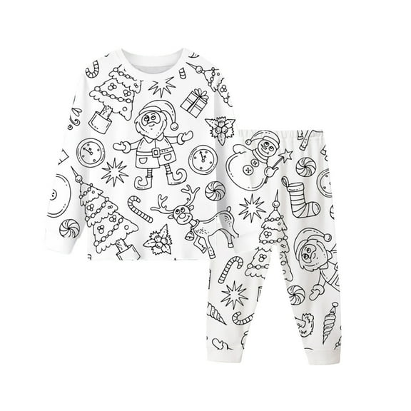 Tiijoy Christmas Boys Pajamas 2 Piece DIY Coloring Long Sleeve Sleepwear Sets, Sizes 3-4T