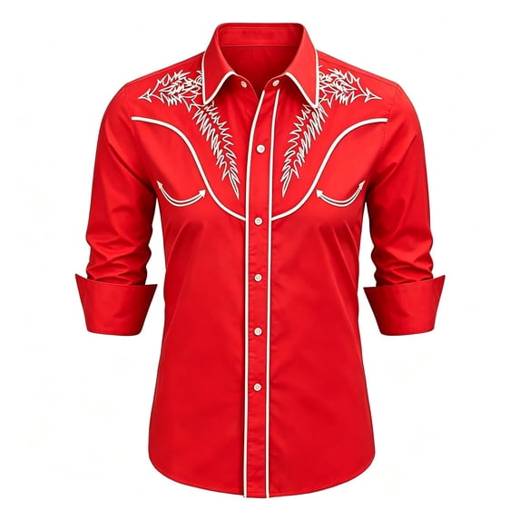Tiijoy Cowboy Shirt for Boys Long Sleeve Button Down Shirt Kids Cowboy Top, Sizes 4-13