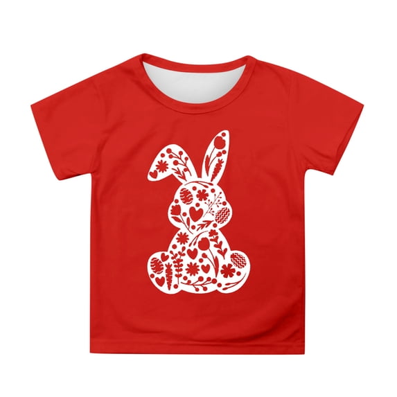 Tiijoy Easter Graphic T-Shirt for Girls Cute Rabbit Short Sleeve T Shirt, Sizes 3-13