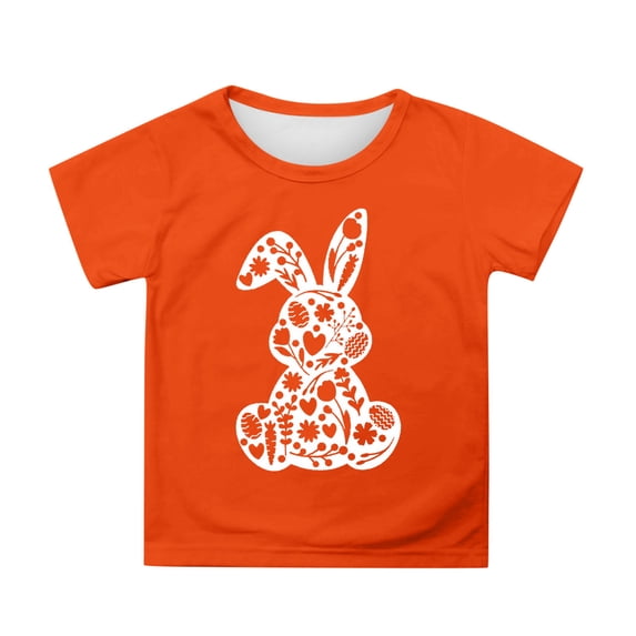 Tiijoy Easter Graphic T-Shirt for Girls Cute Rabbit Short Sleeve T Shirt, Sizes 3-13