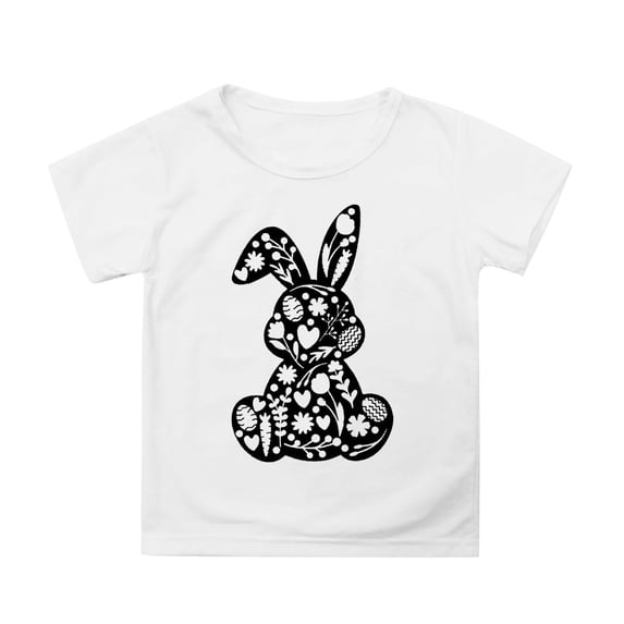 Tiijoy Easter Graphic T-Shirt for Girls Cute Rabbit Short Sleeve T Shirt, Sizes 3-13