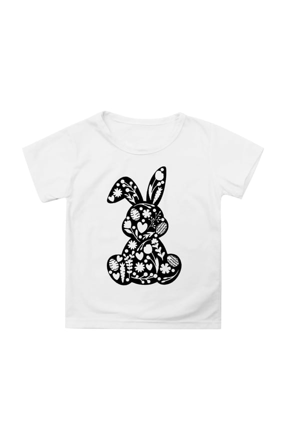 Easter Graphic T-Shirt for Girls Cute Rabbit Short Sleeve T Shirt, Sizes 3-13