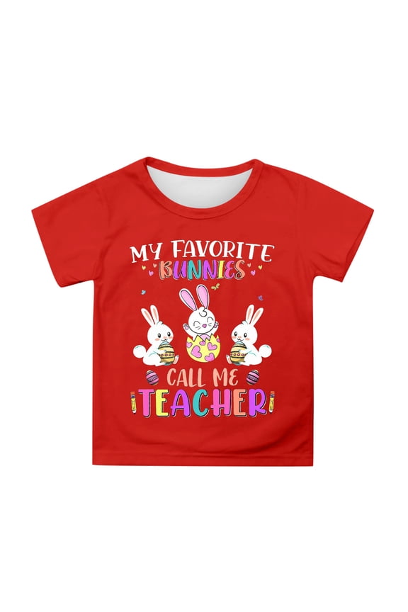 Easter Graphic Tee for Girls Cute Short Sleeve Round Neck T Shirt, Sizes 3-13