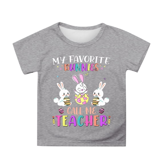 Tiijoy Easter Graphic Tee for Girls Cute Short Sleeve Round Neck T Shirt, Sizes 3-13