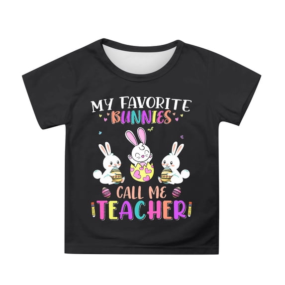 Tiijoy Easter Graphic Tee for Girls Cute Short Sleeve Round Neck T Shirt, Sizes 3-13