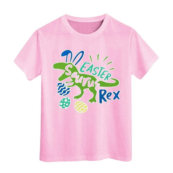 Tiijoy Easter T-Shirt for Girls Graphic Tee Kids Short Sleeve Round Neck T Shirt, Sizes 3-13
