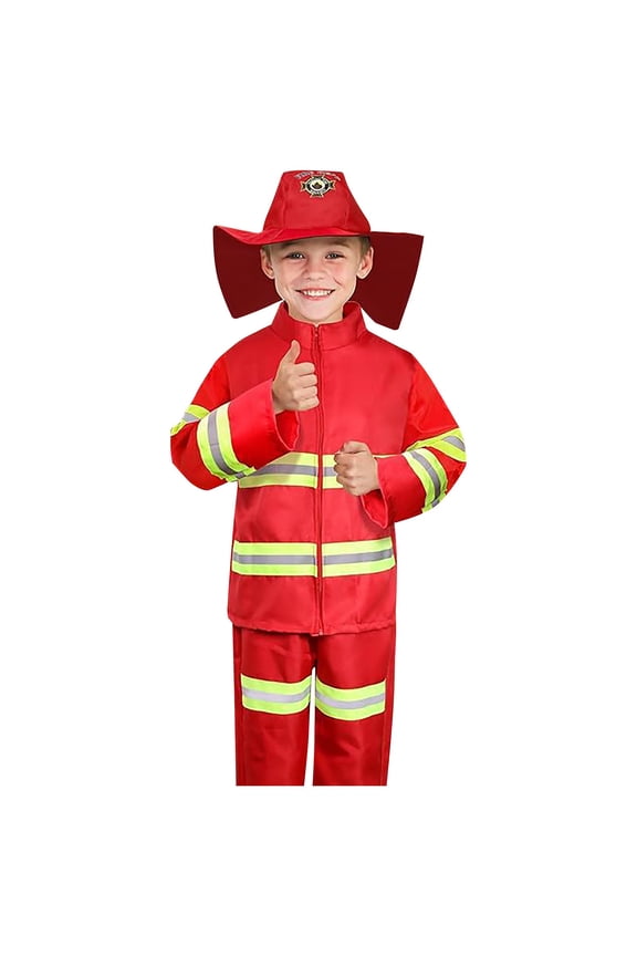 Fireman Children Role Playing Outfits Dress Up Three Piece Set Accessories Children's Clothes Sets, Sizes 4-5