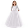 thumbnail image 1 of Tiijoy Flower Girl Dress Lace Half Sleeve Tulle Wedding Bridesmaid Pageant Gown, Sizes 3-4, 1 of 3