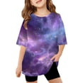 thumbnail image 1 of Tiijoy Galaxy Print T-Shirt for Girls Short Sleeve Crewneck T Shirt Summer Tee, Sizes 2-13, 1 of 3
