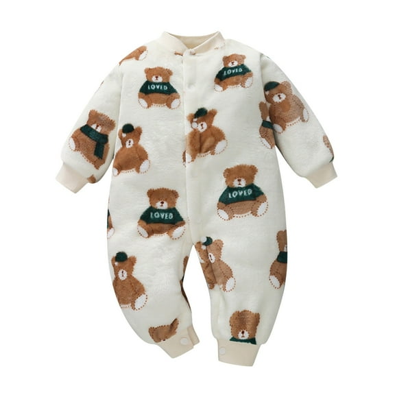 Tiijoy Girl Boy Warm Jumpsuit Cute Cozy Long Sleeve Romper Baby Clothes, Sizes 12-18M