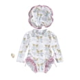 thumbnail image 1 of Tiijoy Girl Cute Ruffle Long Sleeve Rash Guard Swimsuit One-Piece Bathing Suit with Hat, Sizes 0-24 Months, 1 of 4