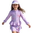 thumbnail image 1 of Tiijoy Girl Ruffle Long Sleeve Rash Guard Swimsuit with Skort Hat Bathing Suit, 3-Piece, Sizes 3-12, 1 of 8