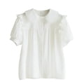 thumbnail image 1 of Tiijoy Girl Short Sleeve Blouse Casual Ruffle Button Up Shirt Cute Summer Tops, Sizes 3-16, 1 of 3