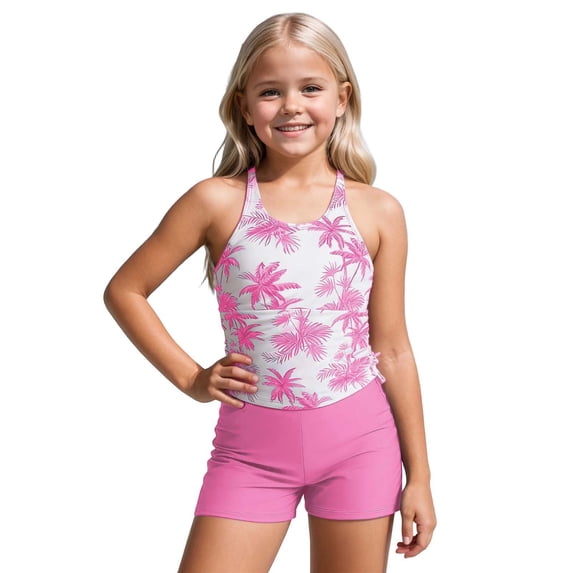 Tiijoy Girl's 2-Piece Swimsuit Tankini Set Beach Pool Bathing Suit UPF50+ Swimwear