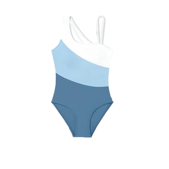 Tiijoy Girl's One-Piece Swimsuit Color Block Adjustable Strap Bathing Suit, Sizes 7-18