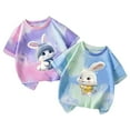 thumbnail image 1 of Tiijoy Girls 2-Pack Short Sleeve T-Shirt Cartoon Bunny Print Casual T Shirt, Sizes 1-2T, 1 of 2
