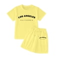 thumbnail image 1 of Tiijoy Girls 2 Piece Outfits Los Angeles Short Sleeve T Shirt and Shorts Set, Sizes 4-14, 1 of 3
